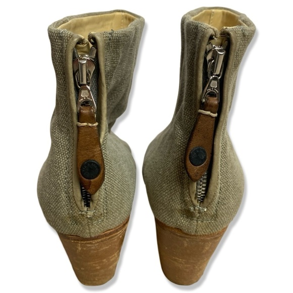 RAG & BONE Newberry Canvas & Leather Heeled Ankle Booties - Picture 3 of 10
